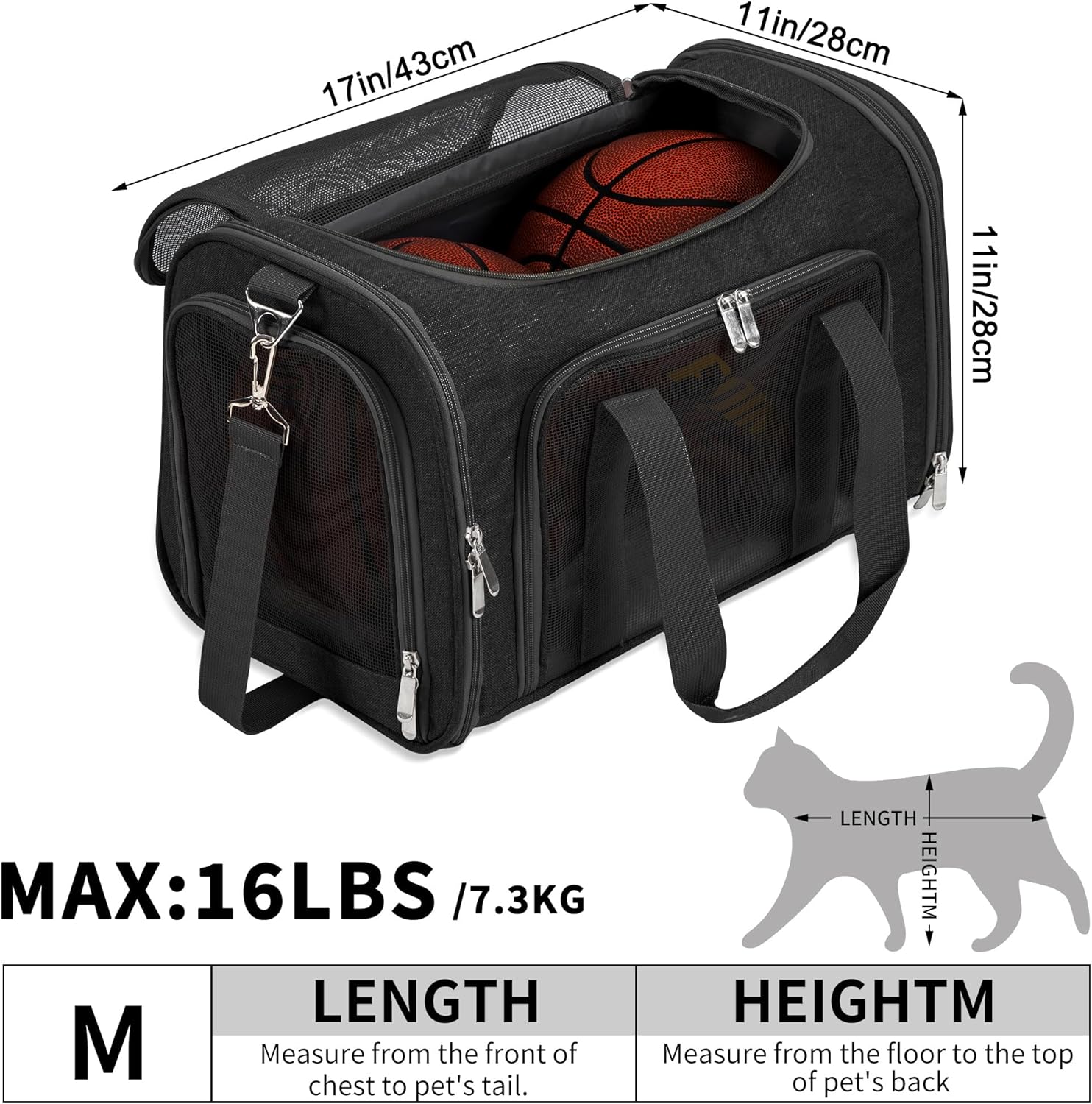 portable travel pet carrier bag – breathable oxford cloth pet travel bag (44cm) portable travel pet carrier bag – breathable oxford cloth pet travel bag (44cm)