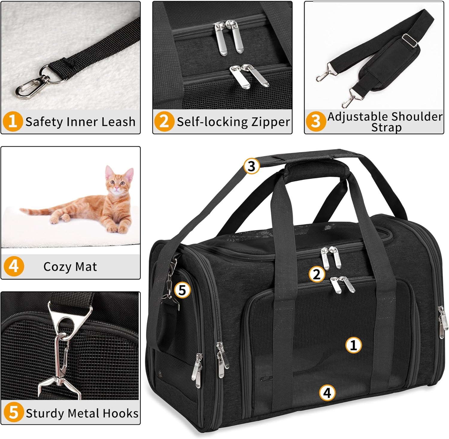portable travel pet carrier bag – breathable oxford cloth pet travel bag (44cm) portable travel pet carrier bag – breathable oxford cloth pet travel bag (44cm)