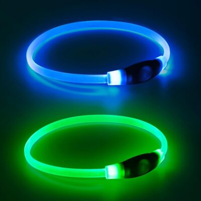 led dog collar – rechargeable glow collar for night safety (silicone, 50cm)