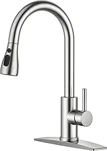 modern kitchen sink mixer faucet – pull down sprayer, single handle (stainless steel)