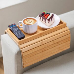 Home foldable bamboo sofa armrest tray2